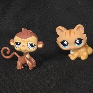 Littlest Pet Shop Monkey #485 And Cat #649